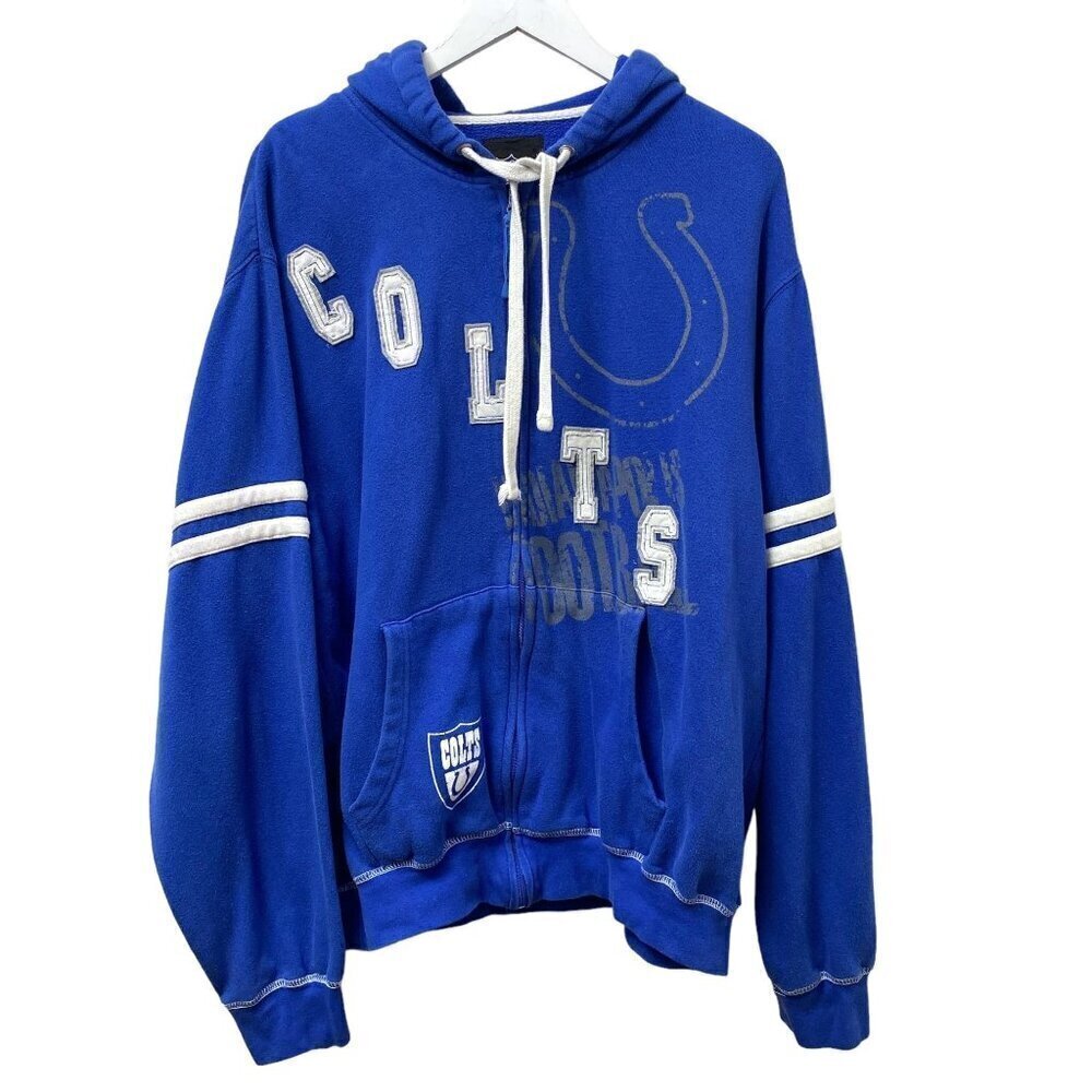 NFL COLTS Zip Front Hoodie Large Mens Football Sweatshirt Blue Indianapolis